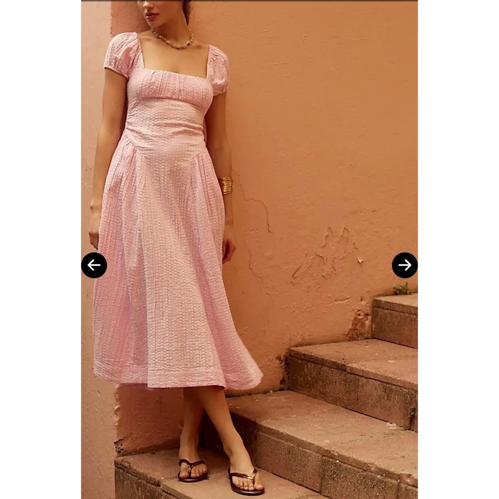 Free people Ciara picker check pink midi dress size small